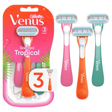 Venus Tropical Women's 3 Blade Disposable Razor, 3 count, Multi-Color