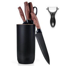 Vesteel Kitchen Knife Set of 7, Professional Stainless Steel Knives Set for Kitchen with Universal Knife Block - Khaki