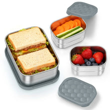 Vesteel Stainless Steel Lunch Container Set, Leak Proof Bento Box with Silicone Lids, Portable Metal Lunch Box for School and Daycare(25OZ + 8OZ*2), Grey - Brands For Less USA