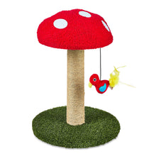 Vibrant Life Deluxe Jute Mushroom Cat Scratching Post with Dangling Bird Toy, Multicolor