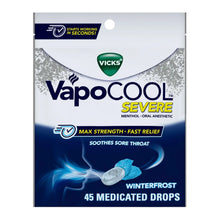 Vicks VapoCOOL Severe Medicated Sore Throat Drops, Menthol, Winterfrost Flavor, 45 Count - Brands For Less USA