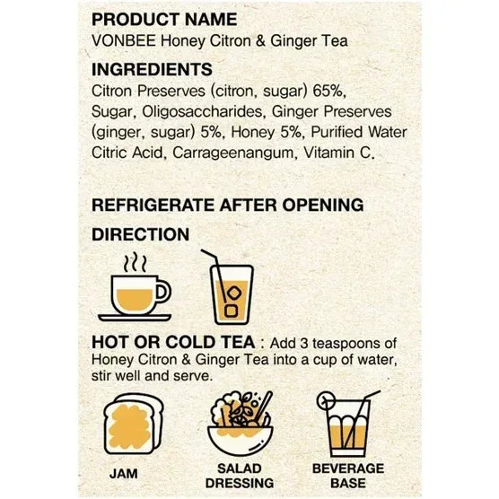 Vonbee Honey Citron & Ginger Tea, 4.4 lb, 2-pack– Brands For Less USA
