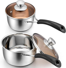 Walchoice 2QT & 1QT Saucepan Set, Stainless Steel Soup Pot with Lid for Home Restaurant, Heat-Proof Handles & Dishwasher Safe - Brands For Less USA