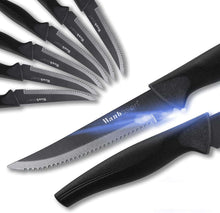 Wanbasion 8PCS Black Steak Knives Set, Steak Knife Set Dishwasher Safe, Sharp Steak Knives Set for Kitchen with Ergonomic Handles