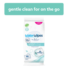 WaterWipes Sensitive On The Go Wipes, 99.9% Water, Unscented & Hypoallergenic, 28 Wipes