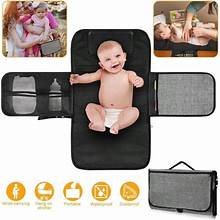 Waterproof Mummy Changing Pad, Foldable Diaper Bag, Portable Travel Changing Mat (Black)