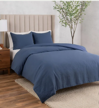 WelHome Cotton Linen Relaxed Duvet Cover, 3-piece Set