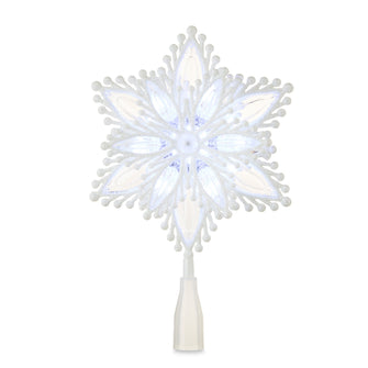 White Snowflake LED Christmas Tree Topper, 12.5", Holiday Time