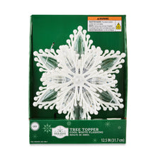 White Snowflake LED Christmas Tree Topper, 12.5", Holiday Time