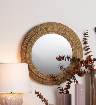 Wila Round Seagrass Wall Mirror