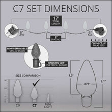 Wintergreen Lighting 25ct C7 LED Multi-Color Christmas Lights, 8" Spacing – Green Wire
