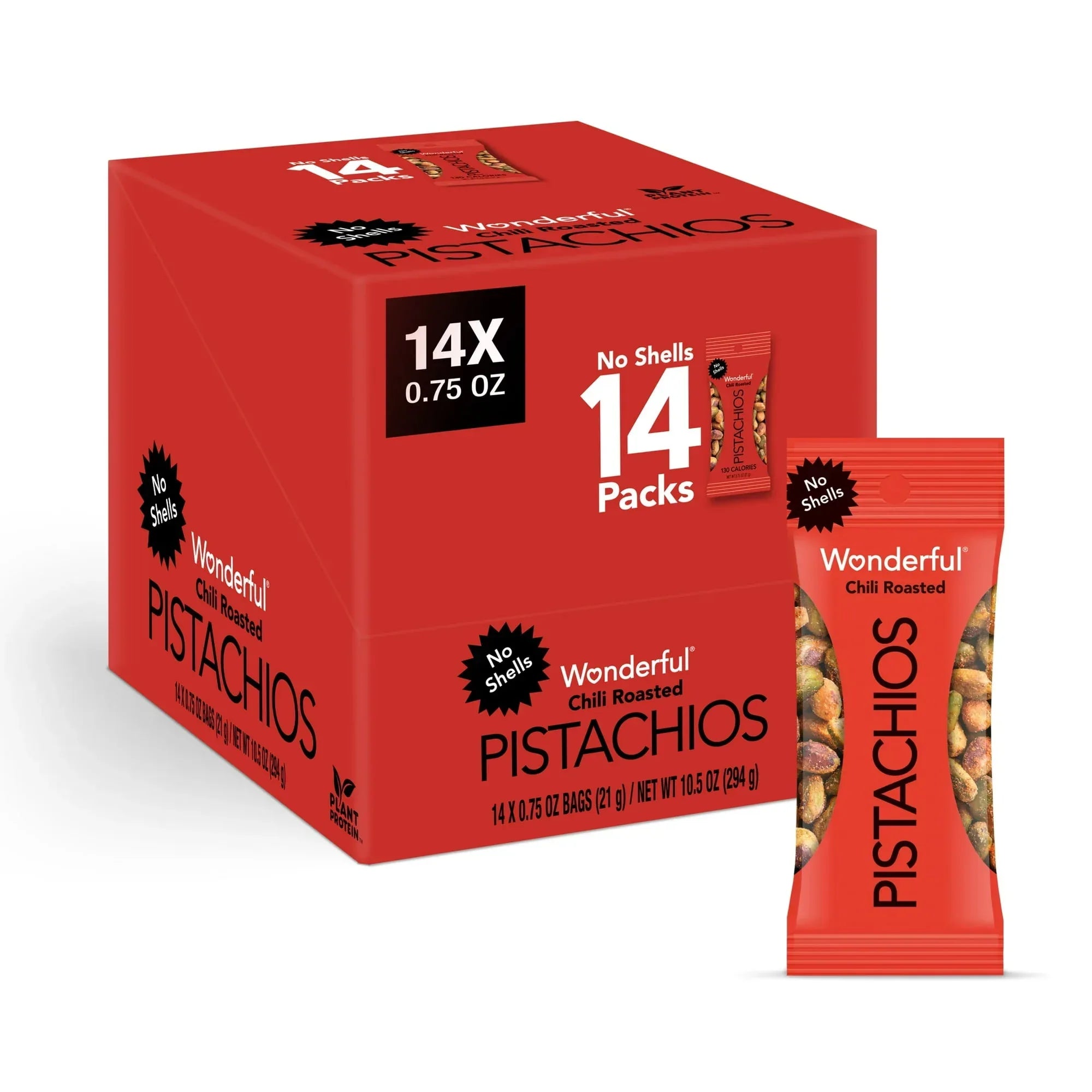 Wonderful Pistachios No Shells Chili Roasted, 0.75 oz (Pack of 14 ...