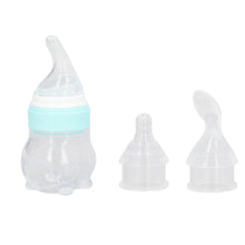 YAHHU Multifunction Baby Bottle Food Feeder, Detachable Infant Silicone Cereal Squeeze Feeder with Spoon, 8.27 inches / 21 cm