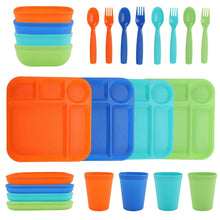 Your-Zone-24-Piece-Plastic-Square-Dinnerware-Set-for-Kids-with-4-Each-Trays-Bowls-Plates-Cups-Fo_8870_1 - Brands For Less USA