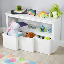 Your Zone Kids Toy Storage Cabinet with Three Rolling Bins, White Finish - Brands For Less USA
