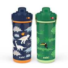 Zak Designs 14-oz. Stainless Steel Double Wall Beacon Straw Bottle for Kids, 2-Piece Set (Choose Color)