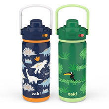 Zak Designs 14-oz. Stainless Steel Double Wall Beacon Straw Bottle for Kids, 2-Piece Set (Choose Color)