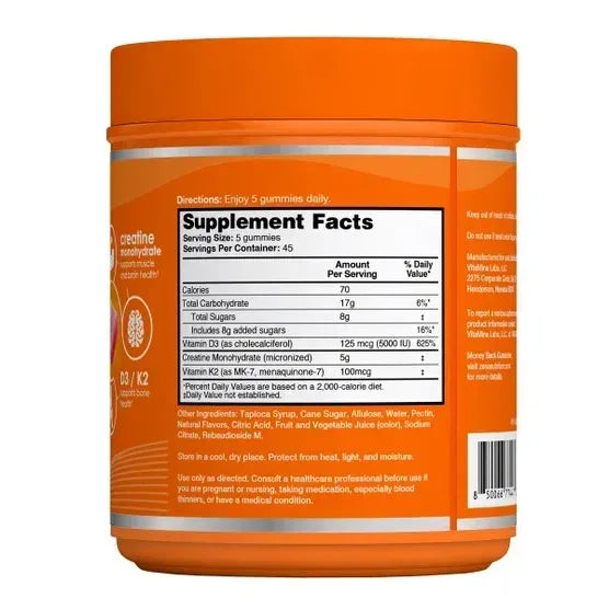 Zena Creatine Monohydrate + D3/K2 Gummies, 225-count– Brands For Less USA