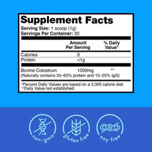 Zena Nutrition Colostrum Premium Powder, Gluten Free, Unflavored, 1000mg, 30 Servings