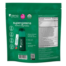 Zena USDA Organic Supergreens Fruits & Vegetables Powder, 45 Stick Packets