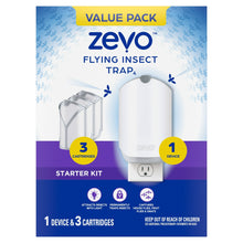 Zevo Flying Insect Indoor Fly Trap Full Size: Easy, Mess-Free Solution - Light Trap Catches & Kills House Flies, Fruit Flies, Gnats, & More (1 Plug in Device & 3 Cartridges)