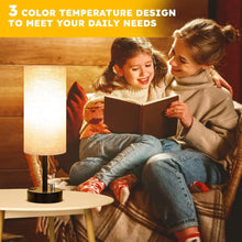 HadinEEon Bedside Table Lamp, Fully Dimmable Lamp with USB C&A Fast Charging Port, AC Outlet, Lamp with Linen Fabric Shade and Black Base for Bedroom Living Room, Office, Dorm