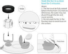 FWMB 16pcs Replacement Cat Water Fountain Filters, Compatiable with FWMB Cat Water Fountain 108oz/3.2L and 135oz/4.0L, 8 Pack Filters & 8 Sponges Foam Filter