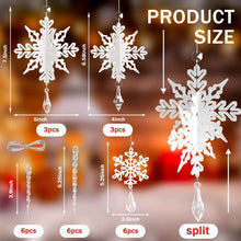 Ayieyill 24 Pieces Christmas Snowflake Drop Ornament Acrylic Icicle Christmas Hanging Acrylic Crystal Snowflake Decoration Hanging Acrylic Snowflakes (Clear)