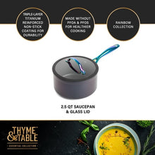 Thyme & Table 2.5 QT Non-Stick Sauce Pan with Glass Lid - Rainbow, Signature Collection