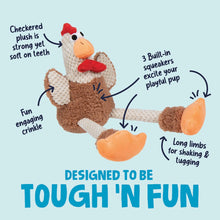 goDog Farm Friends Rooster Plush Toy for Dogs with Chew Guard Technology for Stronger & Longer Play, Soft & Durable, Built-In Squeaker, Brown, Medium
