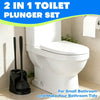 GARITIN Plunger and Toilet Brush Set with Holder, 2 in 1 Toilet Plunger and Brush Combo for Bathroom Cleaning, Black
