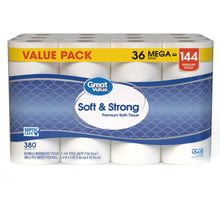 Great Value Soft & Strong Premium Toilet Paper, 36 Mega Rolls, 380 Sheets per Roll - Brands For Less USA