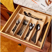 Idesign Renewable Paulownia Wood Collection Expandable Flatware and Cutlery Tray, 15" X 12" to 22"