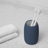 Mainstays Ceramic Stoneware Bath Accessories 3-Piece Set, Blue – Soap Pump Dispenser, Tumbler, and Accessory Tray