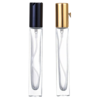 Refillable Glass Perfume Spray Bottles, 10ml, Fine Mist Atomizer, Aluminum Cap and Pump, Portable Cosmetic Container for Fragrance, Cologne, Moisturizer, Pack of 4, 2 Black and 2 Gold