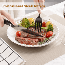 Astercook 25-Pieces Black Silverware Set with Steak Knives, Black Flatware Set for 4, Food-Grade Stainless Steel Tableware Cutlery Set, Eating Mirror Polished Utensil Set for Home Restaurant