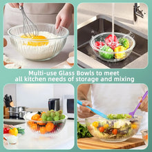 Glass Mixing Bowls Set, AOKIWO 11 Packs 3 Size Glass Nesting Mixing Bowl with BPA-Free Lids & Baking Tools, Kitchen Storage Bowls for Prep, Baking, Serving