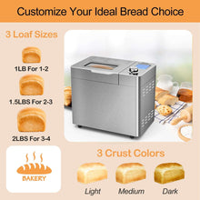 Bluebow 25-in-1 Bread Maker, 2LB Bread Machine with Auto Fruit/Nut Dispenser, Gluten-Free Setting, Keep Warm&13H Delay Timer, Stainless Steel