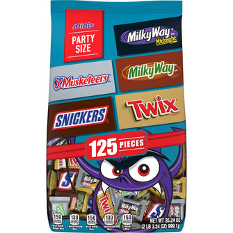 Mars Mixed Snickers, Twix, Milky Way & 3 Musketeers Chocolate Halloween Candy - 125 Ct - Brands For Less USA