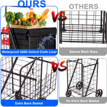 Folding Shopping Cart, Heavy Duty Grocery Cart with Removable Basket, 360° Rolling Laundry Cart & Lightweight Trolley for Shopping, Grocery, Laundry, Supermarket, Camping, Outdoor, Beach