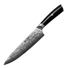 Hecef 8-Inch Chef Knife, Japanese Damascus Steel Blade with Resin Handle