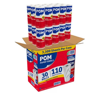 POM Individually Wrapped 2-Ply Paper Towels (110 Sheets/Roll, 30 Rolls) - Brands For Less USA