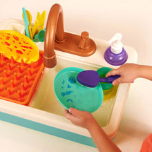 Battat Splash & Sparkle Sink Plastic Real Faucet and Magic Dishes, Toddler and Preschool Toys