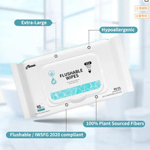 Mioszzi XL Flushable Toilet Wet Wipes For Adults Unscented Aloe 270wipes