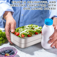 Vesteel Stainless Steel Lunch Container Set, Leak Proof Bento Box with Silicone Lids, Portable Metal Lunch Box for School and Daycare(25OZ + 8OZ*2), Grey - Brands For Less USA