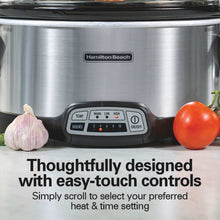 Hamilton Beach 7 Qt Programmable Slow Cooker, Stoneware Crock with Removable Pot, Includes Party Dipper Food Warmer, Stainless Steel