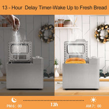 Bluebow 25-in-1 Bread Maker, 2LB Bread Machine with Auto Fruit/Nut Dispenser, Gluten-Free Setting, Keep Warm&13H Delay Timer, Stainless Steel