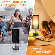 Table Lamps for Bedroom, 3 Way Dimmable Touch Control Bedside Lamp with USB C+A Fast Charging Ports, Nightstand Lamp for Office, Living Room, Reading(E26 Light Bulb Included)