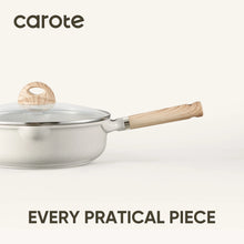 Carote 21pcs Pots and Pans Set Non Stick, Cookware Set Induction Ready, Kitchen Cooking Set, Beige