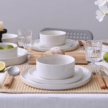 Famiware 12-Piece Stoneware Dinnerware Set with Plates & Bowls for 4, White